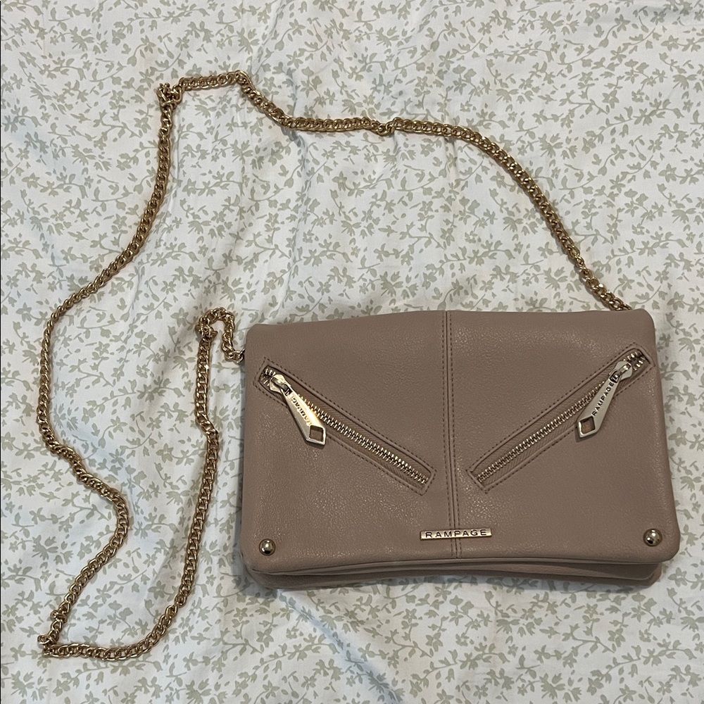 Rampage Taupe Crossbody Bag with Gold Chain